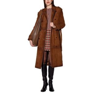 Walter Baker Womens Brown Jerome Leather Trench Coat, Brown